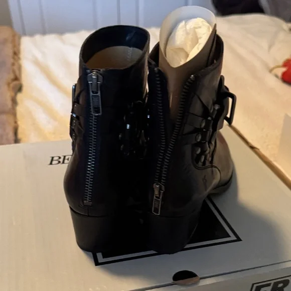 Frye Black Ankle Boots with Buckle Accent - Picture 6 of 6